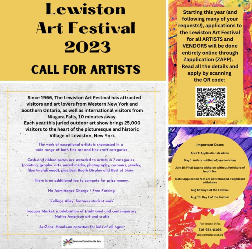 Lewiston Art Festival 2023 Call for Artists Image